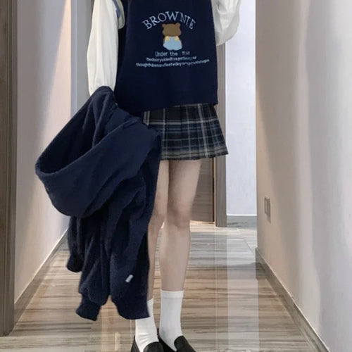 Load image into Gallery viewer, Cartoon Embroidery Sweater Vest Women Kawaii Waistcoat Streetwear Knitted Fashion College All-match Harajuku Y2k Vests Chandails
