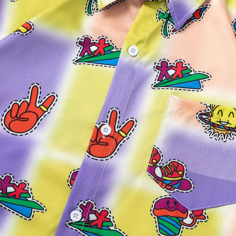 Vintage Hawaiian Shirts Streetwear Retro Graphic Printed Tie Dye Summer Beach Blouse Harajuku Hip Hop Baggy Short Sleeve Tops