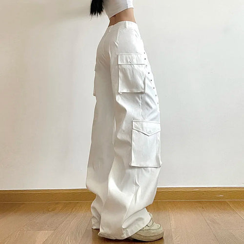 Load image into Gallery viewer, Casual White Design Cargo Pants Women Patched Heart Shape Sweatpants Harajuku Rivet Draped Baggy Trousers Y2K Outfits
