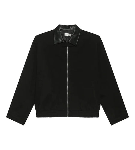 Korean style men's coats PU splicing loose simple turn-down collar solid color casual male jackets new fashion 9C8724