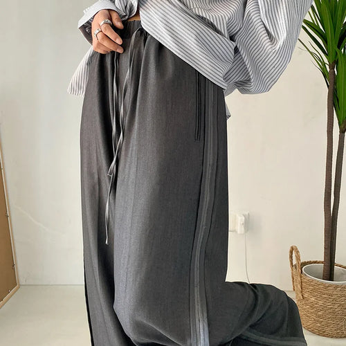 Load image into Gallery viewer, High Elastic Waist Gray Brief Long Wide Leg Pants New Loose Fit Trousers Women Fashion Tide Spring Autumn 2025 1DF1148
