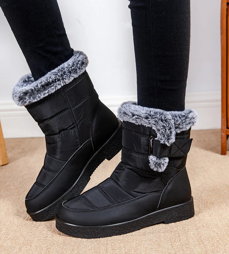 Women's Boots 2025 New Winter Boots With Fur Keep Warm Botas Mujer Rubber Snow Boots Black Footwear For Winter Shoes Woman Boot