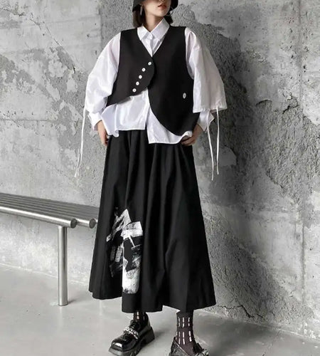 Big Size Vest Shirt Wide Leg Pants Three Piece Suit New Lapel Long Sleeve Women Fashion Tide Spring Autumn 2025 1DH5373