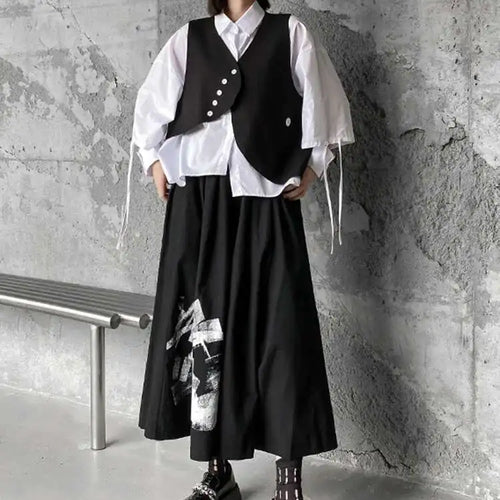 Load image into Gallery viewer, Big Size Vest Shirt Wide Leg Pants Three Piece Suit New Lapel Long Sleeve Women Fashion Tide Spring Autumn 2025 1DH5373
