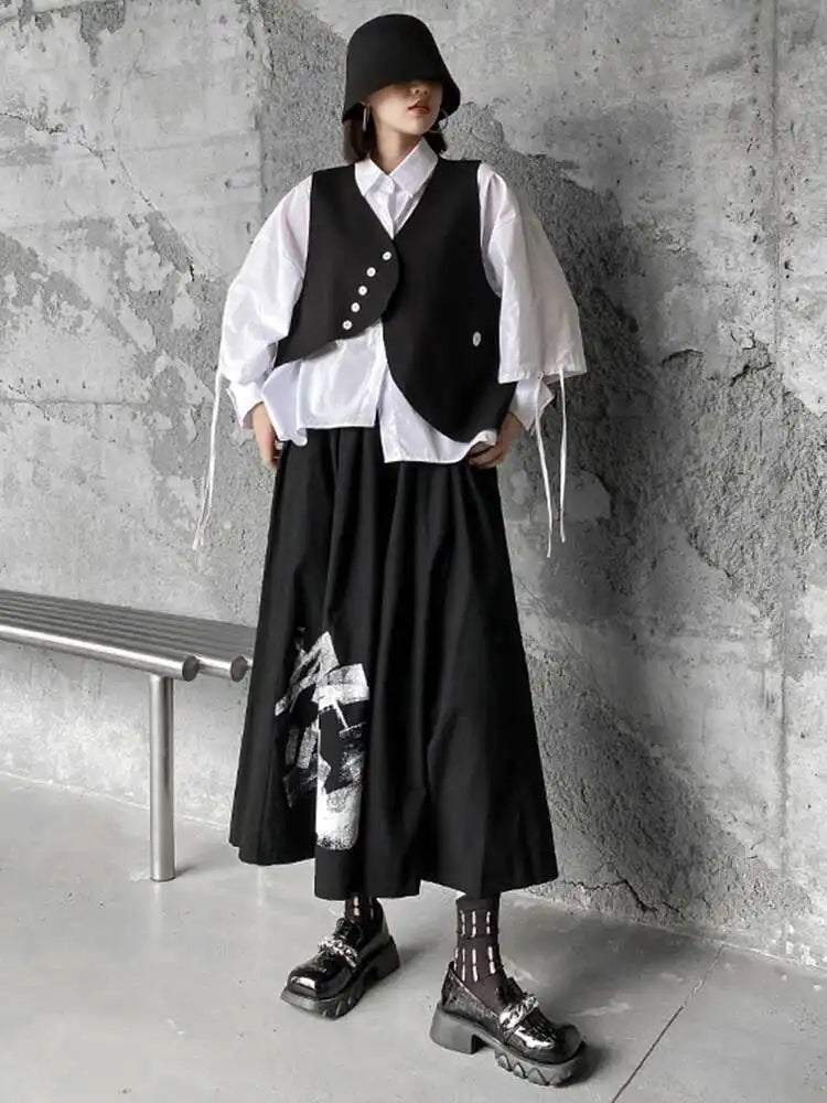 Big Size Vest Shirt Wide Leg Pants Three Piece Suit New Lapel Long Sleeve Women Fashion Tide Spring Autumn 2025 1DH5373