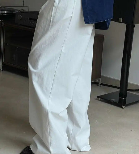 High Waist White Brief Pocket Pleated Long Wide Leg Pants New Trousers Women Fashion Tide Spring Autumn 2025 1DH4972