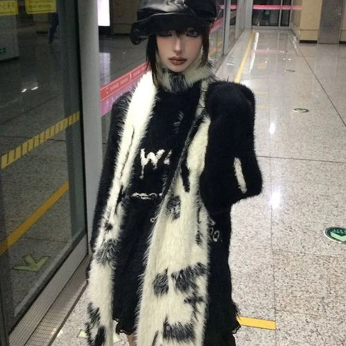 Load image into Gallery viewer, Loose Mohair Pullover Women Y2k Aesthetic Knitted Punk Letter Vintage Sweater Sueter Mujer Harajuku Grunge Pull Femme Top Jumper
