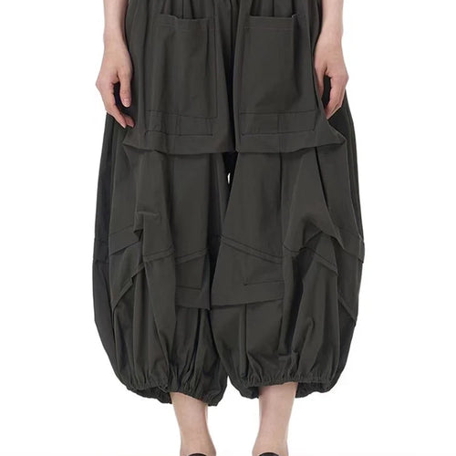 Load image into Gallery viewer, High Elastic Waist Khaki Topstitched Pleated Wide Leg Pants New Trousers Women Fashion Tide Spring Autumn 2025 1DH9548
