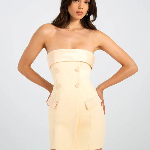 Load image into Gallery viewer, Off-shoulder Strapless Sexy Mini Dress For Women Fashion Two Pocket Backless Slim Club Party Sexy Dress Clubwear
