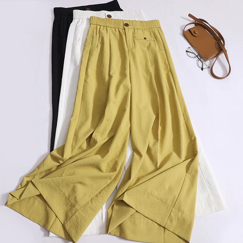 Load image into Gallery viewer, Korean Fashion Women Solid Pleated Pants New High Waisted Casual Wide Leg Trousers Summer Office Lady Clothing 2024 Simplicity
