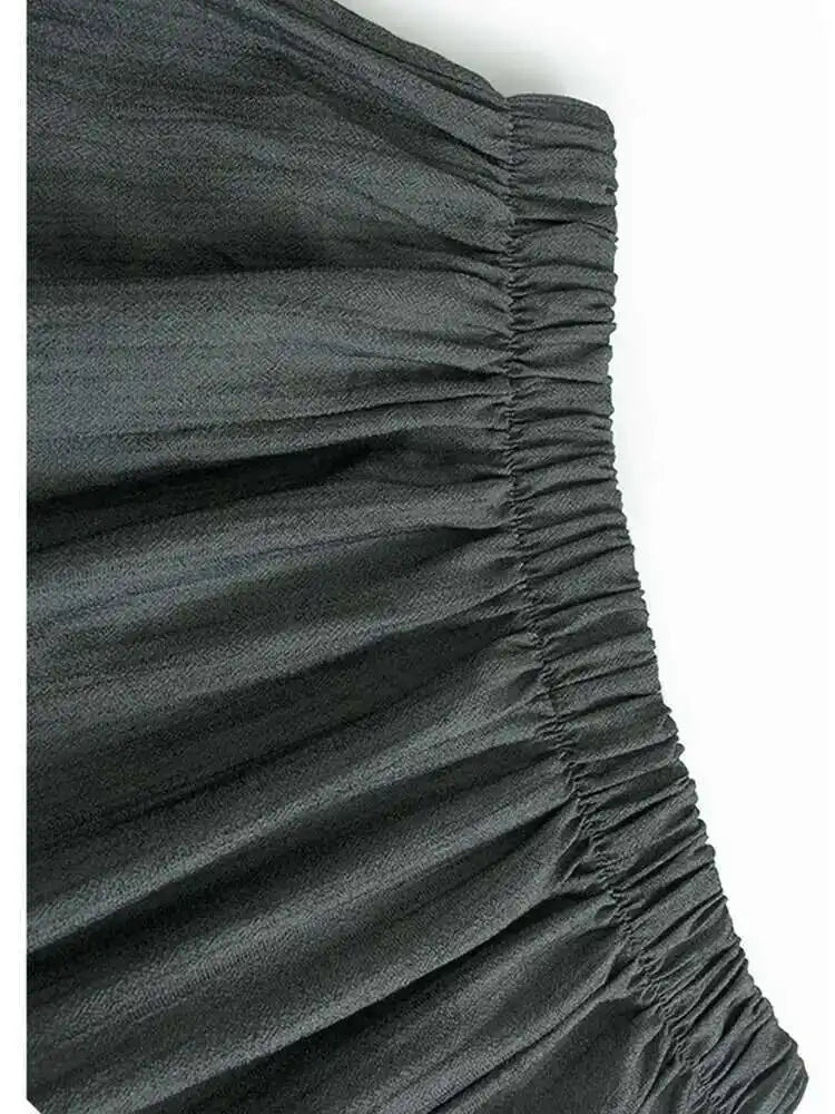 High Elastic Waist Green Buckle Casual Pocket Long Wide Leg Pants New Trousers Women Fashion Spring Autumn 2025 1DH5454