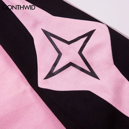 Load image into Gallery viewer, Men Sports Oversize T-Shirts Y2K Streetwear Hip Hop Star Print Patchwork Long Sleeve Cotton Tshirt Harajuku Loose Cotton Tops
