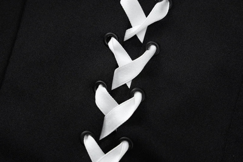 Lace Bandage Puff Sleeve Mini Dress For Women 2023 Autumn Winter New Square Collar Ruched Dress Vintage Elegant