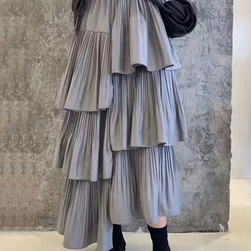 Load image into Gallery viewer, Asymmetrical Minimalist Skirts For Women High Waist Ruffles Irregular Temperament Skirt Female Fashion Clothing New
