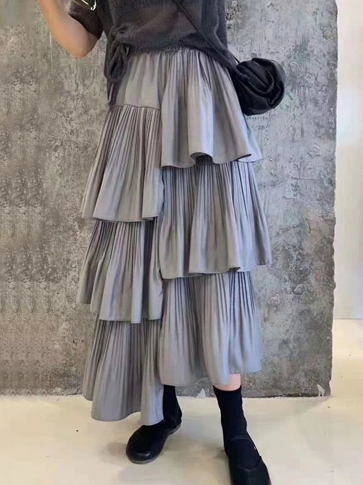 Asymmetrical Minimalist Skirts For Women High Waist Ruffles Irregular Temperament Skirt Female Fashion Clothing New
