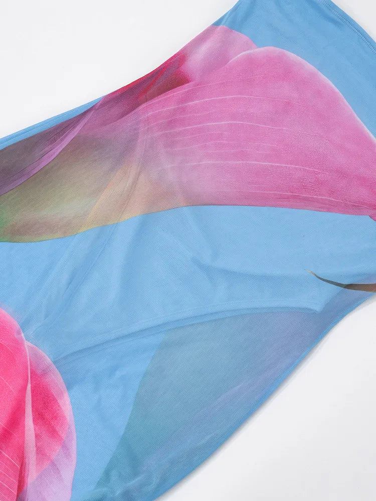 Floral Print Strapless Sexy Maxi Dress For Women Gown Patchwork Off-shoulder Backless Sleeveless Print Long Dress