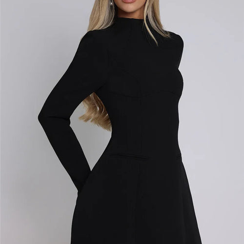 Load image into Gallery viewer, Long Sleeve Backless Sexy Mini Dress For Women Autumn Winter New O Neck High Waist A-line Club Party Sexy Dress Elegant
