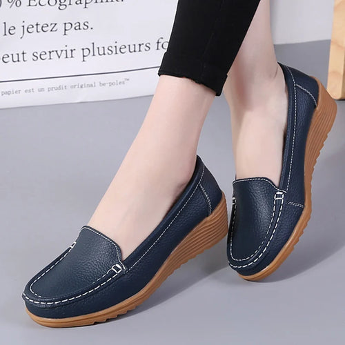 Load image into Gallery viewer, Woman Shoes Women Leather Shoes Slip-on Flat Shoes Women&#39;s Loafers White Zapatos De Mujer Comfortable Casual Footwear Women 2025
