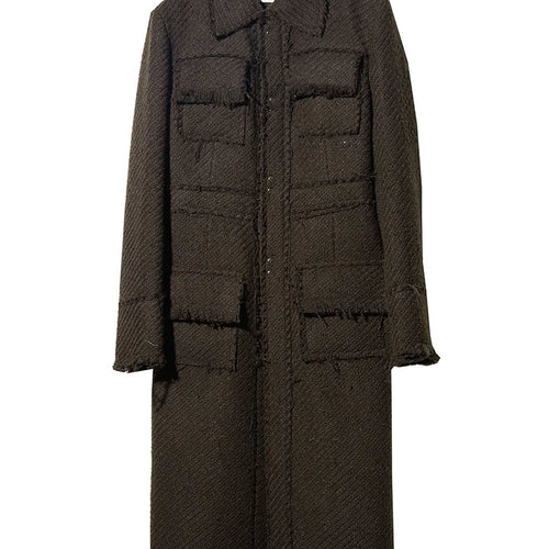 Load image into Gallery viewer, Coffee Pocket Tassels Long Elegant Woolen Coat New Lapel Long Sleeve Women Jacket Fashion Tide Autumn Winter 20251DH7222
