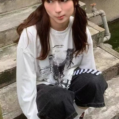 Load image into Gallery viewer, 2025 Spring White Letter Printing All Match T-shirts Harajuku Casual Loose Vintage Tops Men and Women Grunge Y2k Aesthetic Tees
