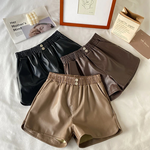 Load image into Gallery viewer, Korean Version New Black Elastic High Waist Short Pant Fashion Brown Khaki Pleated Wide Leg Shorts Autumn Winter Versatile Trend
