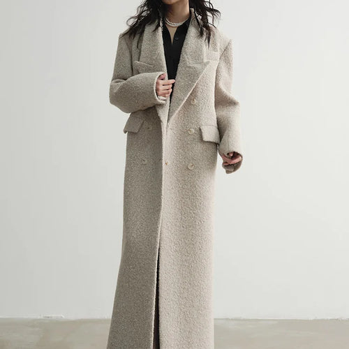 Load image into Gallery viewer, 30% Wool X-Long Big Size Warm Woolen Coat New Lapel Long Sleeve Women Jacket Fashion Tide Autumn Winter 2025 1DH4053
