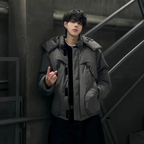 Load image into Gallery viewer, Men&#39;s Cotton Coats Hooded Deconstruction Design Detachable Hat Solid Color Casual Male Padded Jacket Chic New Winter 9C9086
