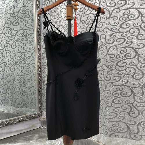 Load image into Gallery viewer, Solid Slimming Dresses Form Wome Square Collar Sleeveless Patchwork Embroidery Slip Dress Female Fashion Clothing
