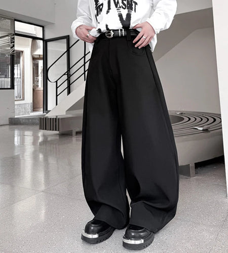 Men's Suit Pants New Summer Korean Style Wide Leg Curved Knife Trendy Solid Color Male Fashionable Trousers 2025 9W2014