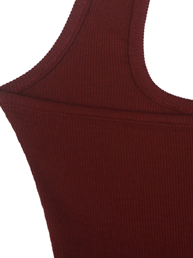 Knitting Minimalist Tank Tops For Women Halter Sleeveless Solid Summer Hollow Out Vest Female Fashion Clothing