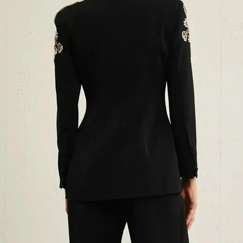 Load image into Gallery viewer, Solid Slimming Spliced Hot Fix Temperament Blazers for Women V Neck Long Sleeves Patchwork Button Blazer Female New
