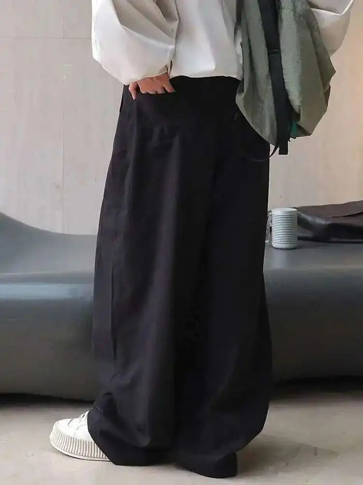 High Waist Gray Striped Drawstring Long Wide Leg Casual Pants New Trousers Women Fashion Tide Spring Autumn 2025 1DH6403