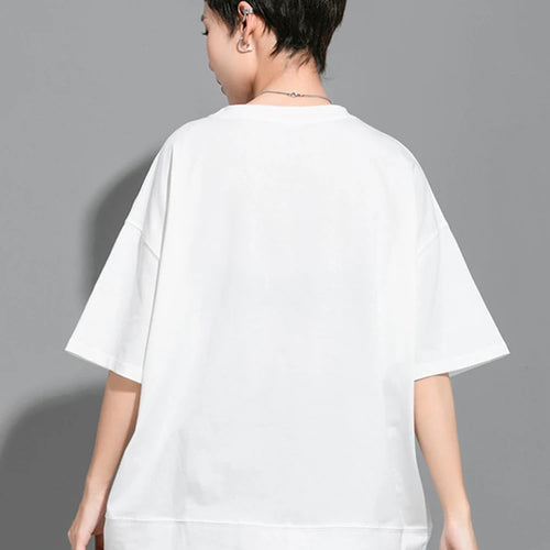 Load image into Gallery viewer, Women Black 3d Patch Spliced Big Size Casual T-shirt New Round Neck Short Sleeve Fashion Tide Spring Summer 2025  1DJ1777
