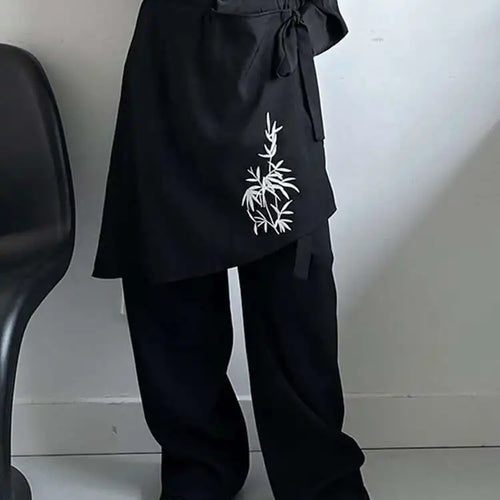 Load image into Gallery viewer, High Elastic Waist Black Embroidery Irregular Pants New Loose Fit Trousers Women Fashion Tide Spring Autumn 2025 1DH5173
