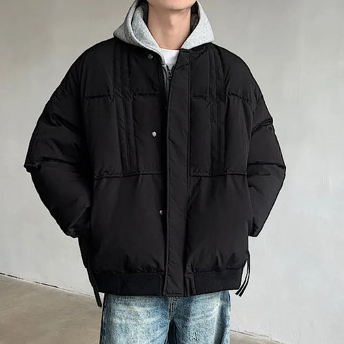 Load image into Gallery viewer, American Round Collar Cotton Jackets Men Thickened Fashion Casual Solid Color Niche Design Button Pocket 2024 Winter 9C8960
