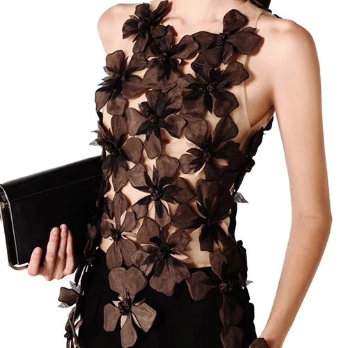 Load image into Gallery viewer, Hit Color Spliced Appliques Slimming Vests For Women O Neck Sleeveless Tunic Temperament Vest Female Fashion New
