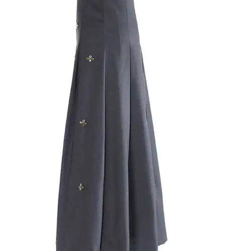 High Elastic Black Rhinestones Pleated Elegant A-line Half-body Skirt Women Fashion Tide New Spring Autumn 2025 1DH2565