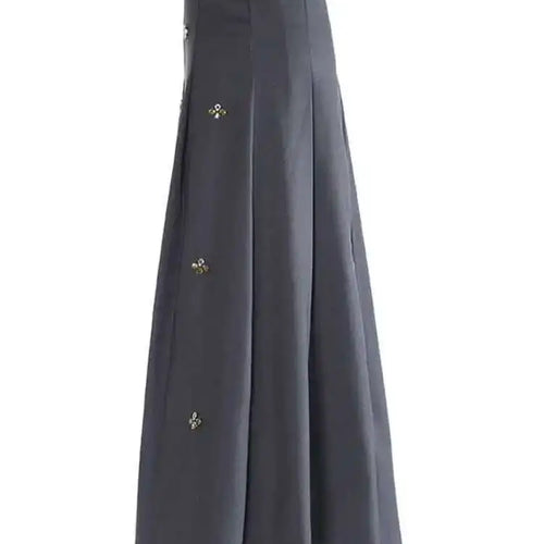 Load image into Gallery viewer, High Elastic Black Rhinestones Pleated Elegant A-line Half-body Skirt Women Fashion Tide New Spring Autumn 2025 1DH2565
