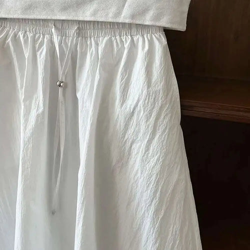 Load image into Gallery viewer, High Elastic Waist White Drawstring Shaped Casual Bud Half-body Skirt Women Fashion Tide New Spring Autumn 2025 1DH9556
