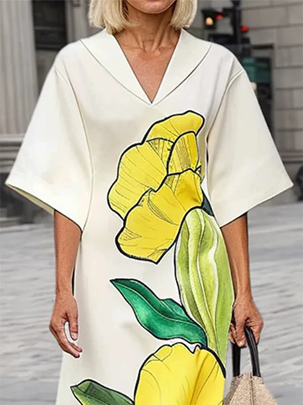 Women's 2025 Summer Floral Print Maxi Dress Boho Chic Beach Resort Evening Party Elegant Yellow Long Dress Luxury Lady