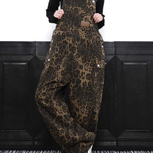 Load image into Gallery viewer, High Waist Leopard Print Denim Big Size Overalls Wide Leg Jeans New Women Trousers Fashion Tide Spring Autumn 2025 1DH9389
