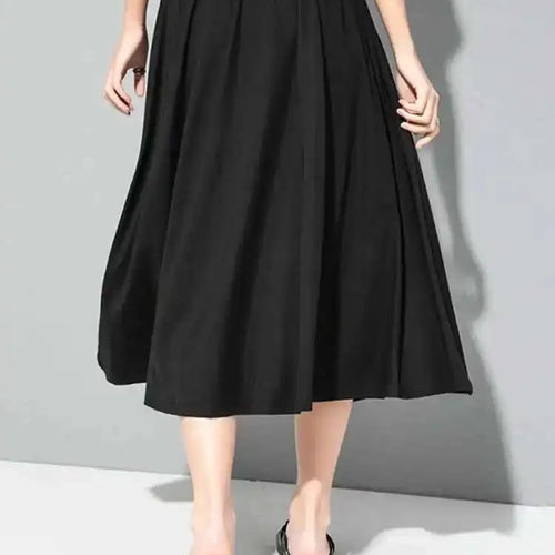 Load image into Gallery viewer, Irregular Pocket Spliced High Elastic Waist Black Half-body Mid-Calf Skirt Women Fashion Tide Spring Summer 2025 1DD8090
