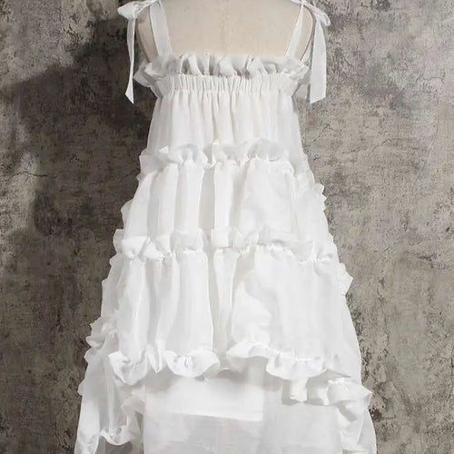 Load image into Gallery viewer, Women  Irregular Ruffles Spaghetti Strap Dress New Round Neck Long Sleeve Loose Fit Fashion Tide Spring Autumn 2025 1W571
