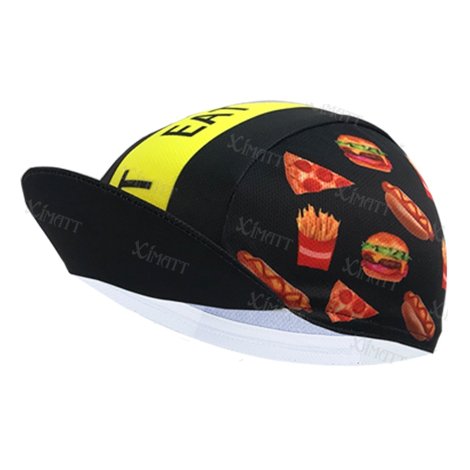 Hamburger Fries Pizza Hot Dog Cartoon Quick Drying Cycling Caps Outdoor Sports Elasticity Breathable Bike Hats Unisex