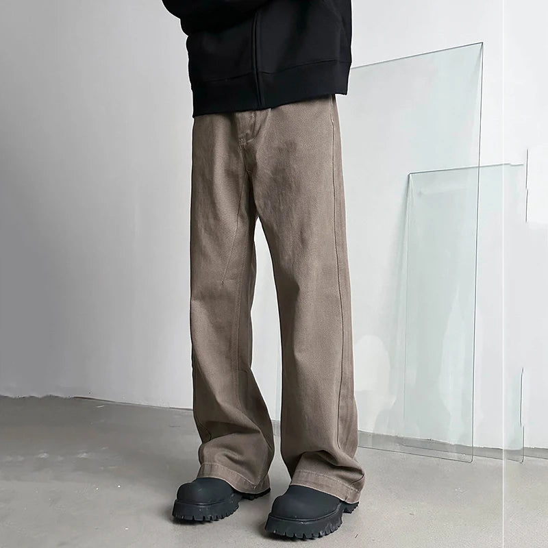 Men's Jeans New American Denim Pants Male Solid Color Casual Loose Straight Leg Trousers Summer  Men Clothing 9W1425