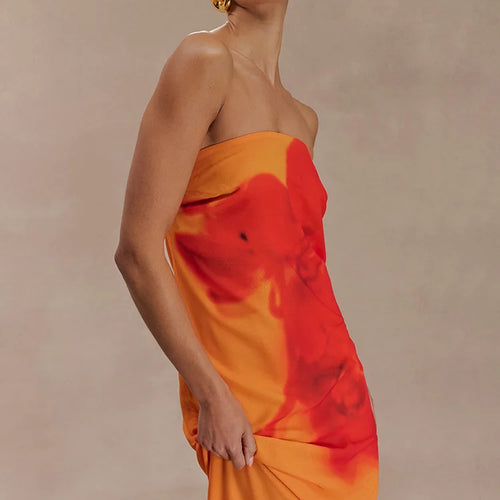 Load image into Gallery viewer, Floral Print Strapless Sexy Maxi Dress For Women Gown Off-shoulder Backless Sleeveless Elegant Long Dress Fashion
