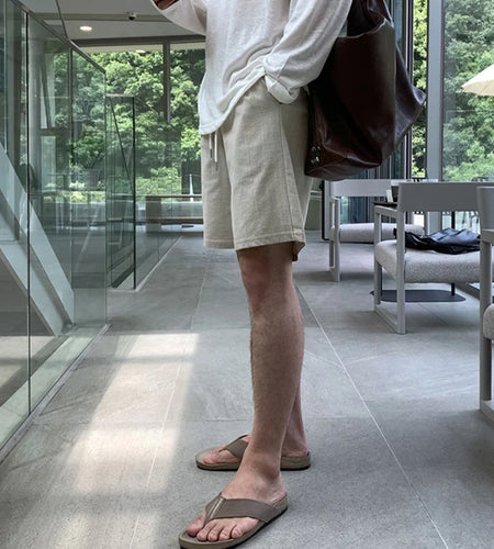 Men Shorts Solid Color Elastic Waist New Korean Five Quarter Short Pants Summer Trend Fashionable Loose Casual Male 9W1363