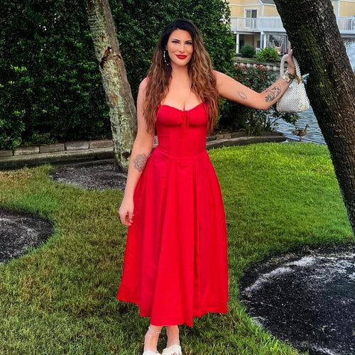 Load image into Gallery viewer, Full Lining Elegant Lace Up Holiday Party Dresses Midi Sexy Spaghetti Strap Split Dress White Summer Dress Women 2023
