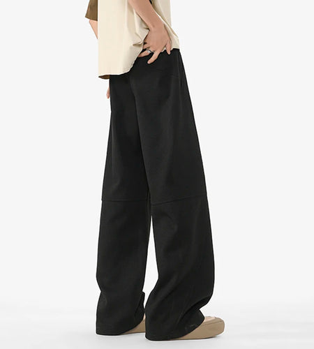 Men's Casual Pants New Summer Fashion Trend Elastic Waist Belt Splicing Full Length Male Trousers Spring 2025 9W1390