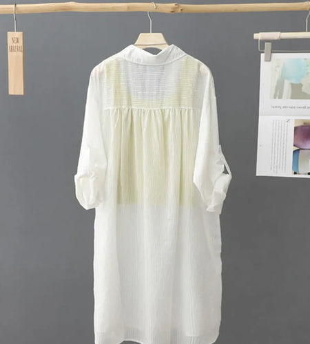 Casual Women's Shirt Loose Long Sleeve Top Summer Thin Jacket Coat Medium Long Blouses Female Clothing Fashion Solid Color